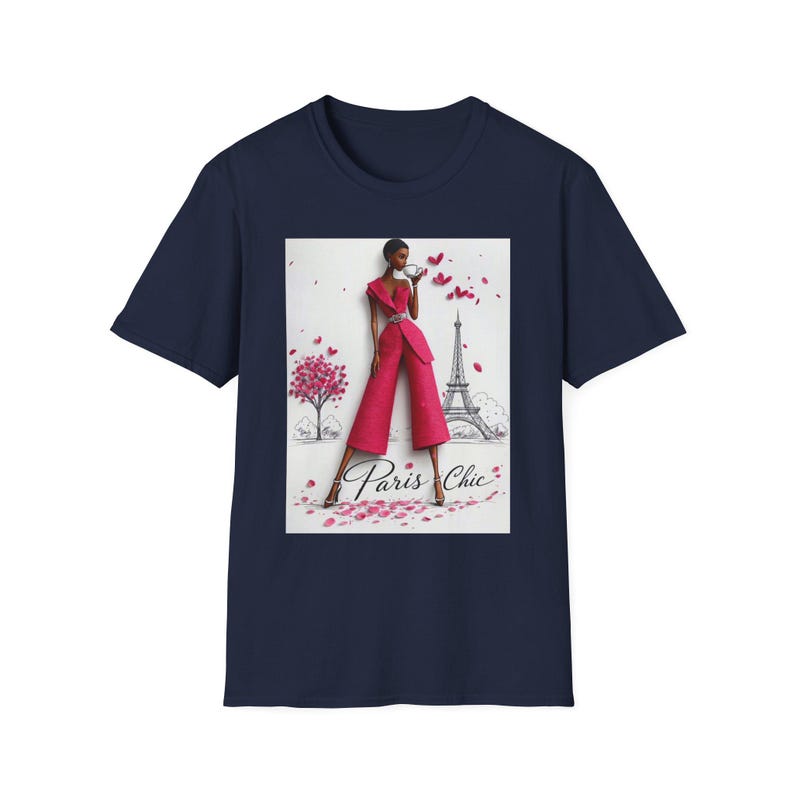 Koszulka z ilustracją modową Paris Chic | Wieża Eiffla, różowa haute couture zdjęcie 12