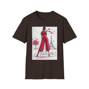 Koszulka z ilustracją modową Paris Chic | Wieża Eiffla, różowa haute couture zdjęcie 6