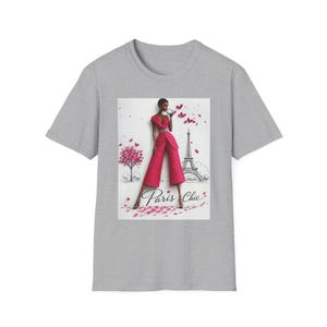 Koszulka z ilustracją modową Paris Chic | Wieża Eiffla, różowa haute couture zdjęcie 5