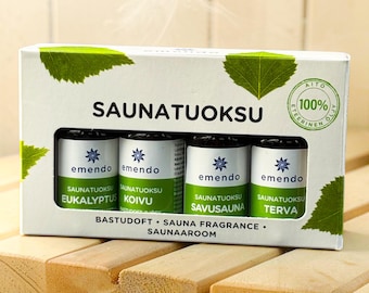 Finnish Sauna Fragrance Set – Eucalyptus, Birch, Tar, Smoke Sauna Essential Oils