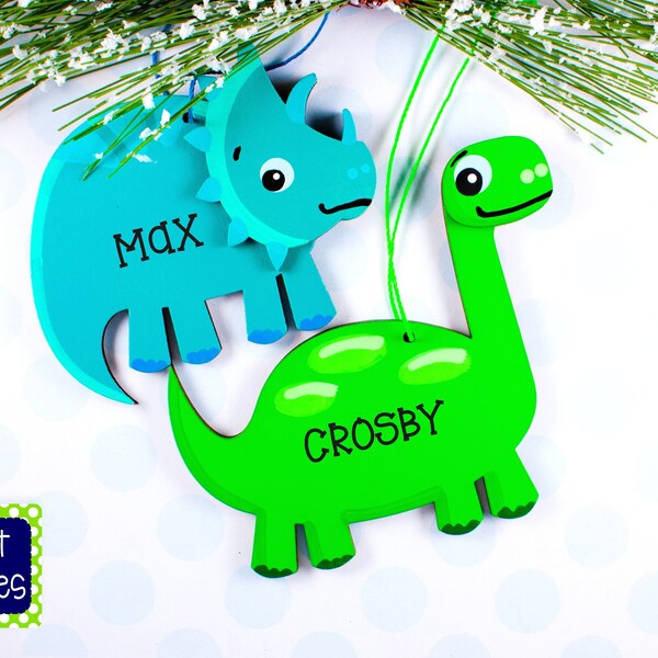 dinosaur ornament / toddler ornament / dinosaur / handpainted wood ornament / dinosaur train / triceratop / brontosaurus / dinosaur train