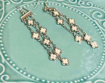 Brighton Todledo Alto White Enamel Clover Dangle Earrings