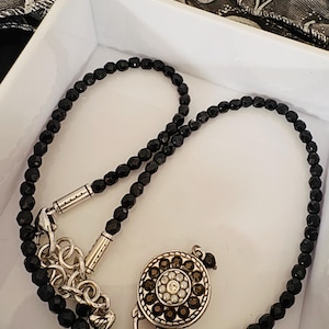 Brighton Jet Black Beaded Necklace with Reverisble Pendant image 5