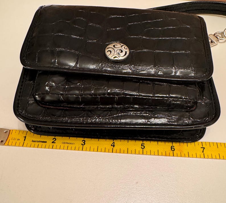Brighton vintage zwarte mini schoudertas met krokodillenreliëf afbeelding 15
