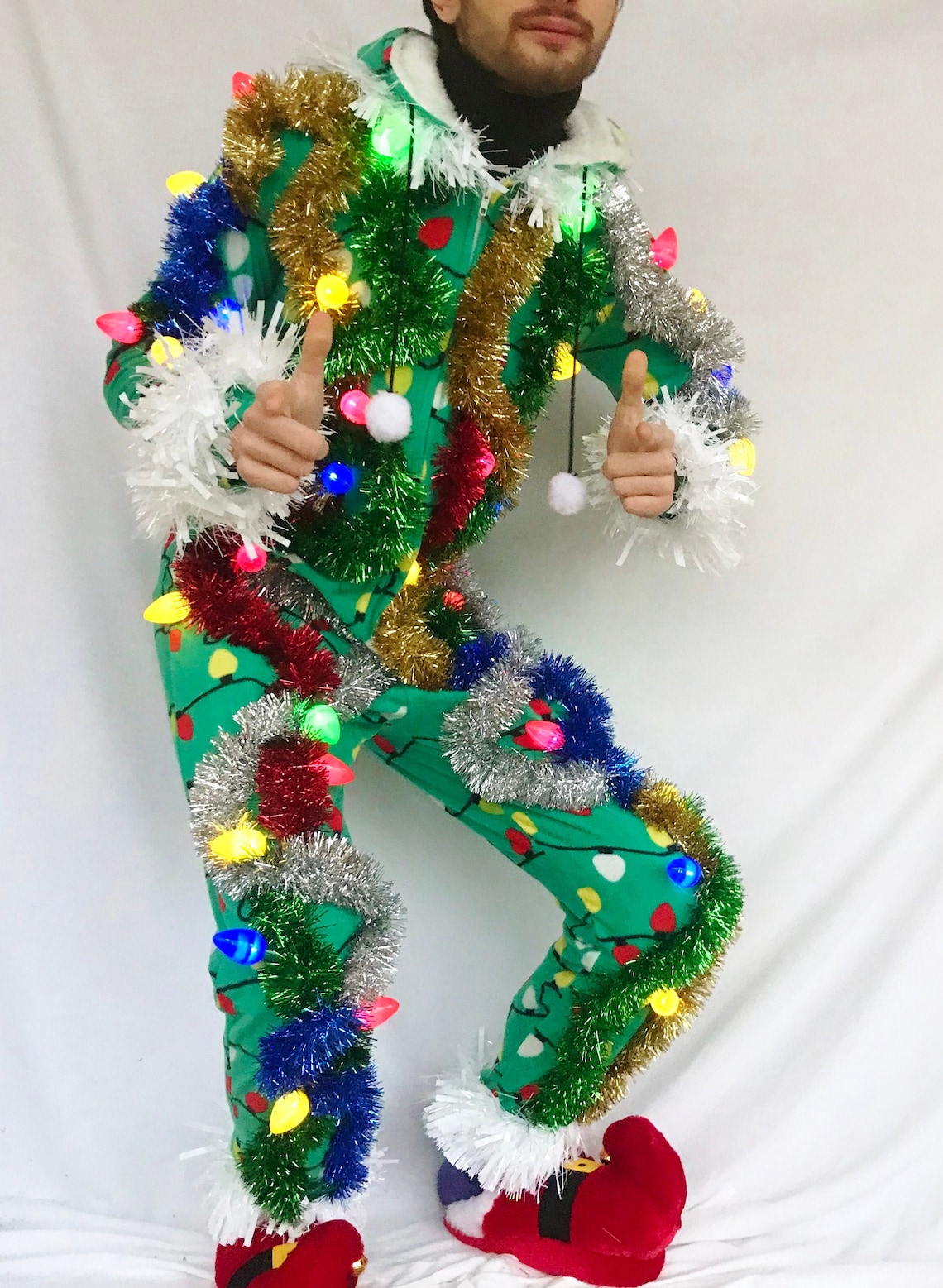 Christmas AF Light up Ugly Christmas Sweater Onesie. Adult  Etsy