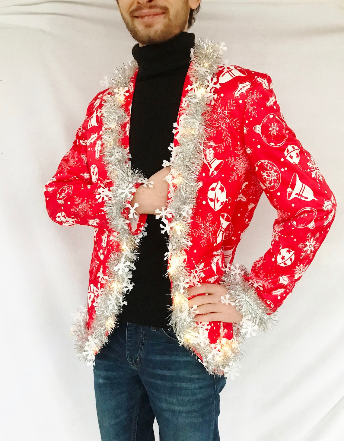 Tacky Red Christmas Sport Coat Blazer. Santa Ugly Christmas Etsy