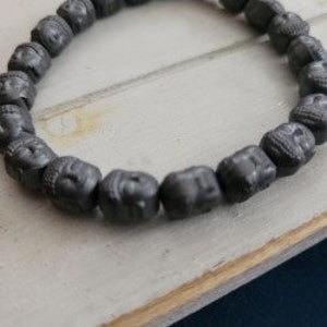 21 - 9MM Gunmetal Hématite Tête de Bouddha