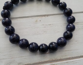 21 - 10MM Bead Blue Goldstone Mala