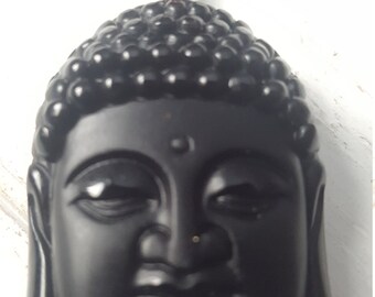 Big Face Hand Carved Obsidian Buddha