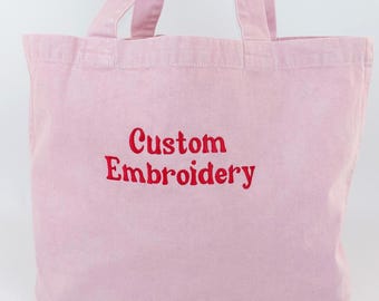 Borsa tote in tela ricamata personalizzata, ricamo personalizzato, regalo per la mamma, borsa tote in stile vintage, borsa regalo per damigella d'onore, regalo per lei