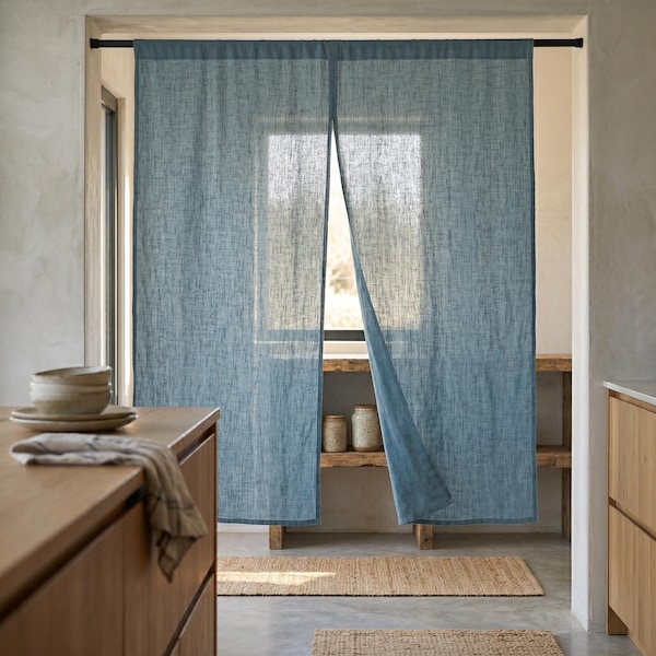 Gauze Cotton Japanese Noren Curtain, Minimalist Room Divider, Custom Door Panel
