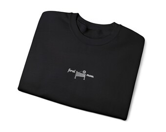 Bluza z okrągłym dekoltem Feral Volleyball Mom | Minimalistyczny biały haft