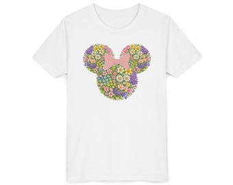 Koszulka dziecięca z motywem Myszki Minnie w kwiaty i wiosenna