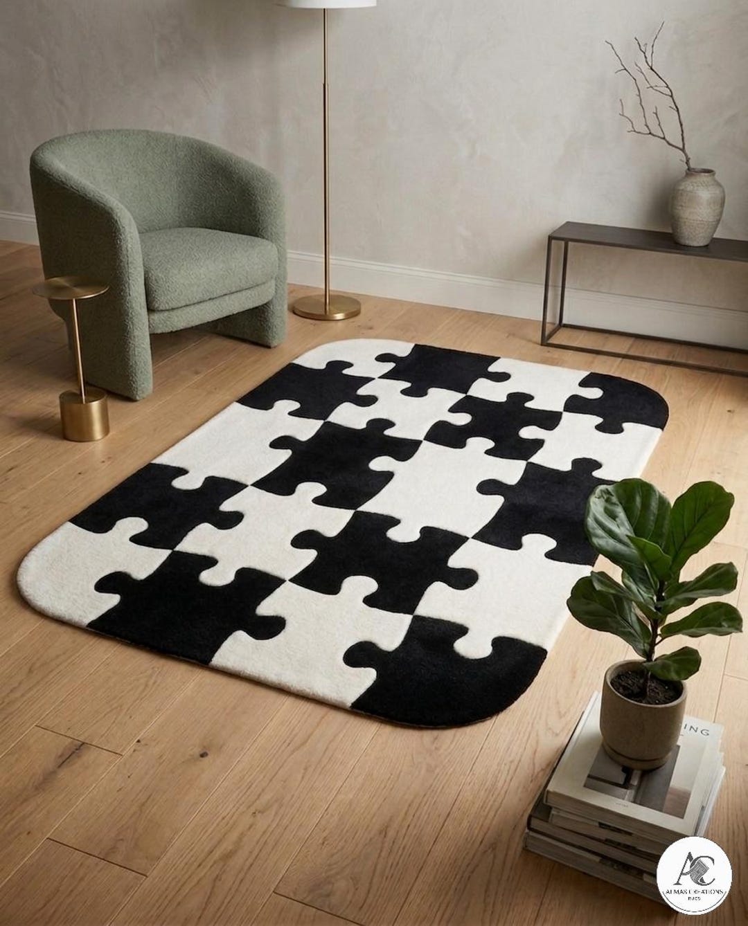 Modern Puzzle Rug Puzzle Hand-tufted Wool Rug for Interior Floor - Etsy