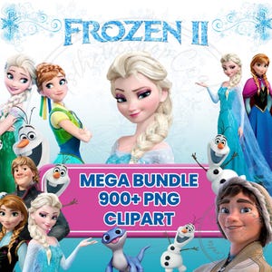 Paquete de imágenes prediseñadas de Frozen, imágenes prediseñadas de dibujos animados de Frozen para sublimación, imágenes PNG de Frozen, SVG de Frozen, imágenes prediseñadas de Frozen, imágenes prediseñadas de Frozen 2, Frozen 2