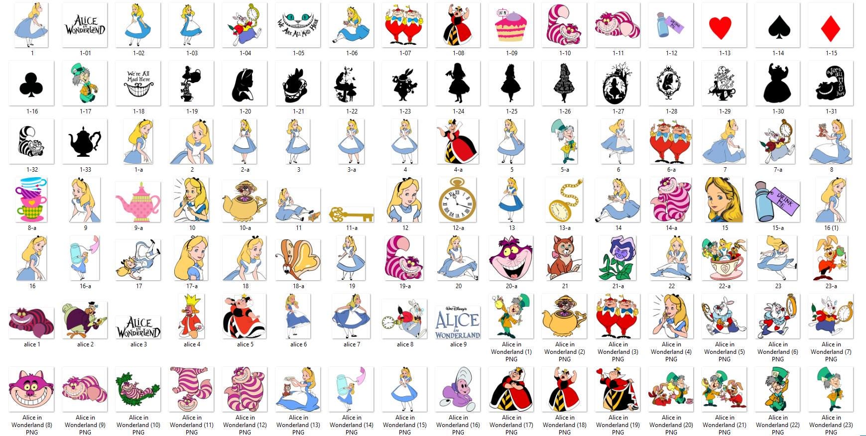Alice in Wonderland SVG PNG Bundle, Queen of Hearts, Mad Hatter ...