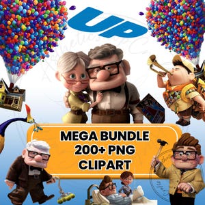 Imágenes PNG, Imágenes prediseñadas, SVG, Sublimación, Descarga digital de películas, Casa de globos, Póster, Paquete de películas