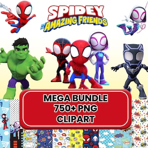 Spidey Clipart Bundle, Spidey SVG, Spidey and his Amazing Friends, Spidey PNG, Spidey and his Amazing Friends Clipart, Superhero Birthday