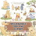 Baby Winnie the Pooh Changeable SVG PNG Bundle, Pooh Bear Clipart, Baby Shower Sublimation Tigger, Eeyore, Piglet Kids, Winnie the Pooh Png