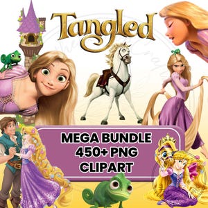 Tangled PNG Mega Bundle, Rapunzel Clipart Bundle, Tangled SVG, Flynn Rider svg, Rapunzel png, Princess svg, Princess PNG, Tangled Birthday