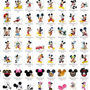 Puede incluir: Una colecci&oacute;n de im&aacute;genes de Mickey Mouse en varias poses y estilos. Las im&aacute;genes incluyen representaciones de cuerpo completo de Mickey Mouse con su atuendo cl&aacute;sico, as&iacute; como siluetas de la cabeza de Mickey Mouse con lazos y sombreros. Las im&aacute;genes est&aacute;n sobre un fondo blanco.