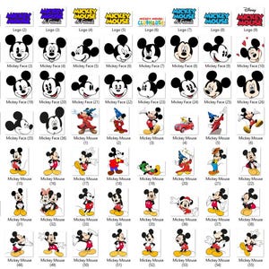 Puede incluir: Una colecci&oacute;n de im&aacute;genes y logotipos de Mickey Mouse. Las im&aacute;genes incluyen la cara de Mickey, poses de cuerpo completo y varios dise&ntilde;os de logotipos. La paleta de colores es principalmente negro, blanco, rojo y amarillo, con algunas im&aacute;genes que presentan colores adicionales.