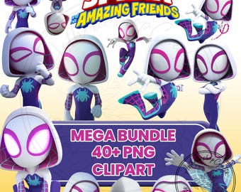 Paquete de imágenes prediseñadas de Spidey, paquete PNG de araña fantasma, Spidey y sus increíbles amigos Spider Gwen png, imágenes prediseñadas de Spidey y sus increíbles amigos