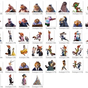 Puede incluir: Una colecci&oacute;n de im&aacute;genes de personajes de dibujos animados de la pel&iacute;cula animada Zootr&oacute;polis. Las im&aacute;genes presentan una variedad de animales antropom&oacute;rficos en varias poses y atuendos, para los fan&aacute;ticos de la pel&iacute;cula.