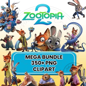 Zootopia 2 Cliparts Cartoon PNG Bundle, wall paper PNG Sublimation, Zootopia birthday shirt Party Designs, Digital Download, Clipart, DTF