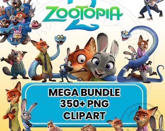 Paquete de imágenes prediseñadas de Zootopia 2, sublimación de papel tapiz, diseños de camisetas de cumpleaños de Zootopia, descarga digital, imágenes prediseñadas, DTF