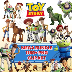 Mega Bundle di Toy Story SVG PNG Clipart, Buzz Lightyear svg, Woody svg, Toy Story Font, Toy Story png e Digital Papers, Buzz Woody SVG