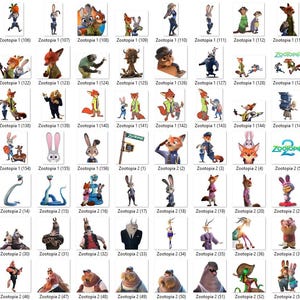 Puede incluir: Una cuadr&iacute;cula de varias im&aacute;genes de personajes de Zootopia. Las im&aacute;genes incluyen a Nick Wilde, Judy Hopps, Flash y otros personajes de la pel&iacute;cula animada. Las im&aacute;genes est&aacute;n en varias poses y estilos.