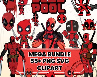Deadpool SVG-Bundle, Superheld PNG, Baby Deadpool Clipart, Cricut & Silhouette, digitale Vektorschnittdateien, Sofort Download