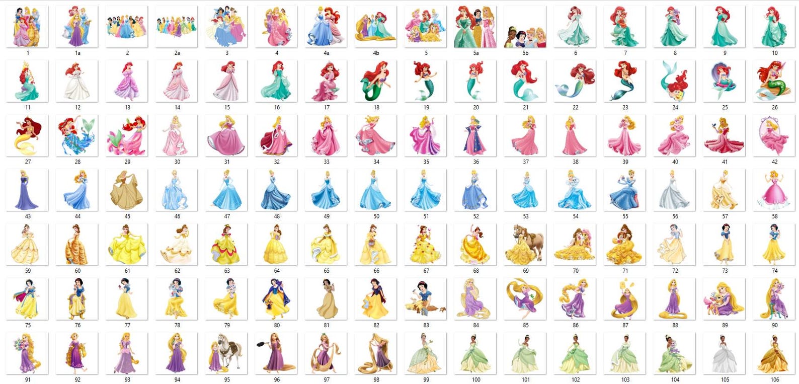 Princess PNG Cliparts Bundle, Princesses PNG Cartoon Sublimation ...