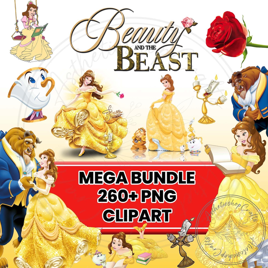 Beauty and Beast SVG, Belle PNG Clipart Bundle, Beauty and the Beast ...