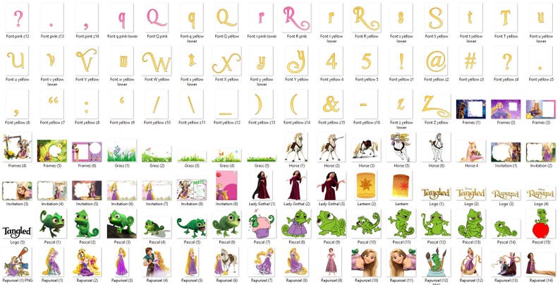 Tangled Numbers Tangled PNG Mega Bundle, Rapunzel Clipart Bundle, Tangled SVG, Flynn ...