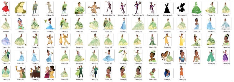 Prinses en de kikker PNG-clipart, prinses en de kikker SVG, Tiana Clipart, prinses png, Tiana PNG-bundel, Tiana svg, pak papier digitaal afbeelding 3
