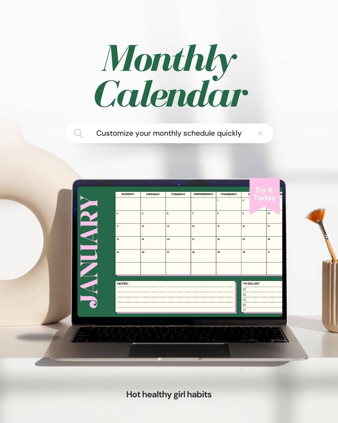 2026 Printable Calendar | Modern Minimalist Monthly Planner PDF ...
