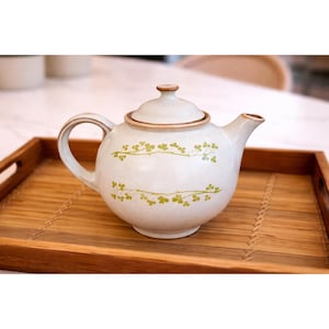 Vintage Irish Country Pottery Teapot | Shamrock Clover Design, Made in Ireland