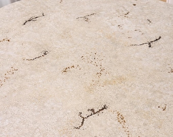 48" Round Stone Travertine Dining Table – Handcrafted-3