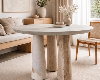48" Round Stone Travertine Dining Table – Handcrafted-16