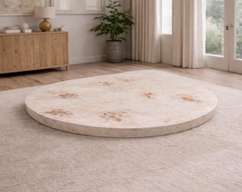 48" Round Stone Travertine Dining Table – Handcrafted-15