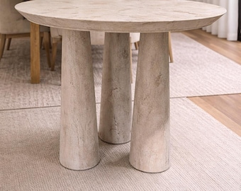 48" Round Stone Travertine Dining Table – Handcrafted-21