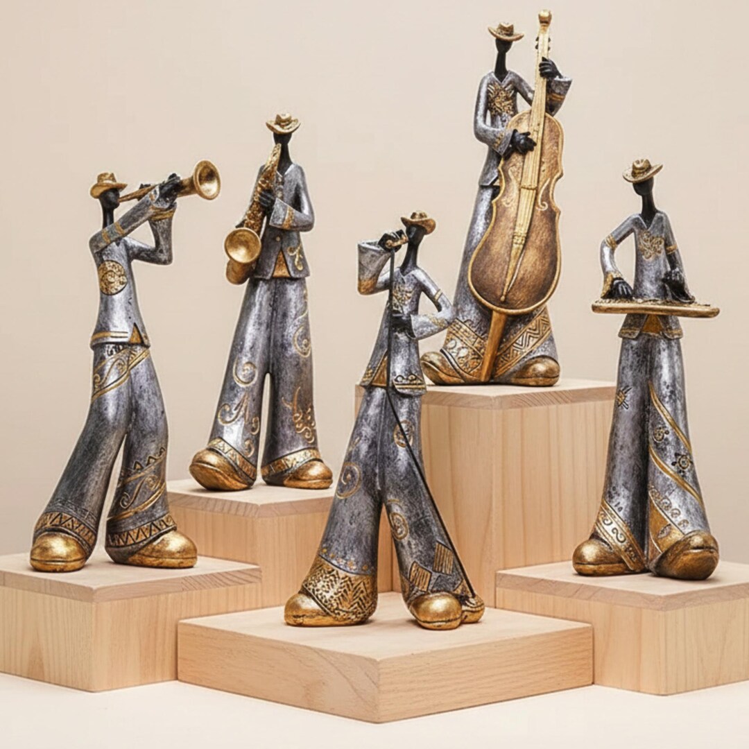 Resin Musical Figure Decor: Jazz Band Musician Statue Sculpture - Etsy