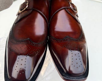 Chiselled Toe Single Monk Brogue – Handmade Leather Dress Shoes for Men