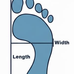 Men’s shoe size chart showing foot length measurement guide for custom handmade leather monkstrap shoes