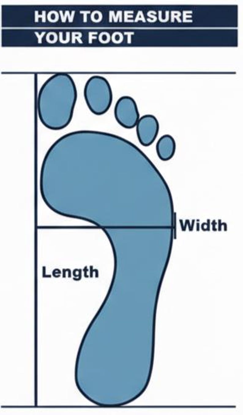 Men’s shoe size chart showing foot length measurement guide for custom handmade leather monkstrap shoes