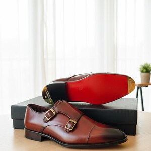 Double Buckle Monk Strap Shoes – Handmade Leather Dress Shoes for Men