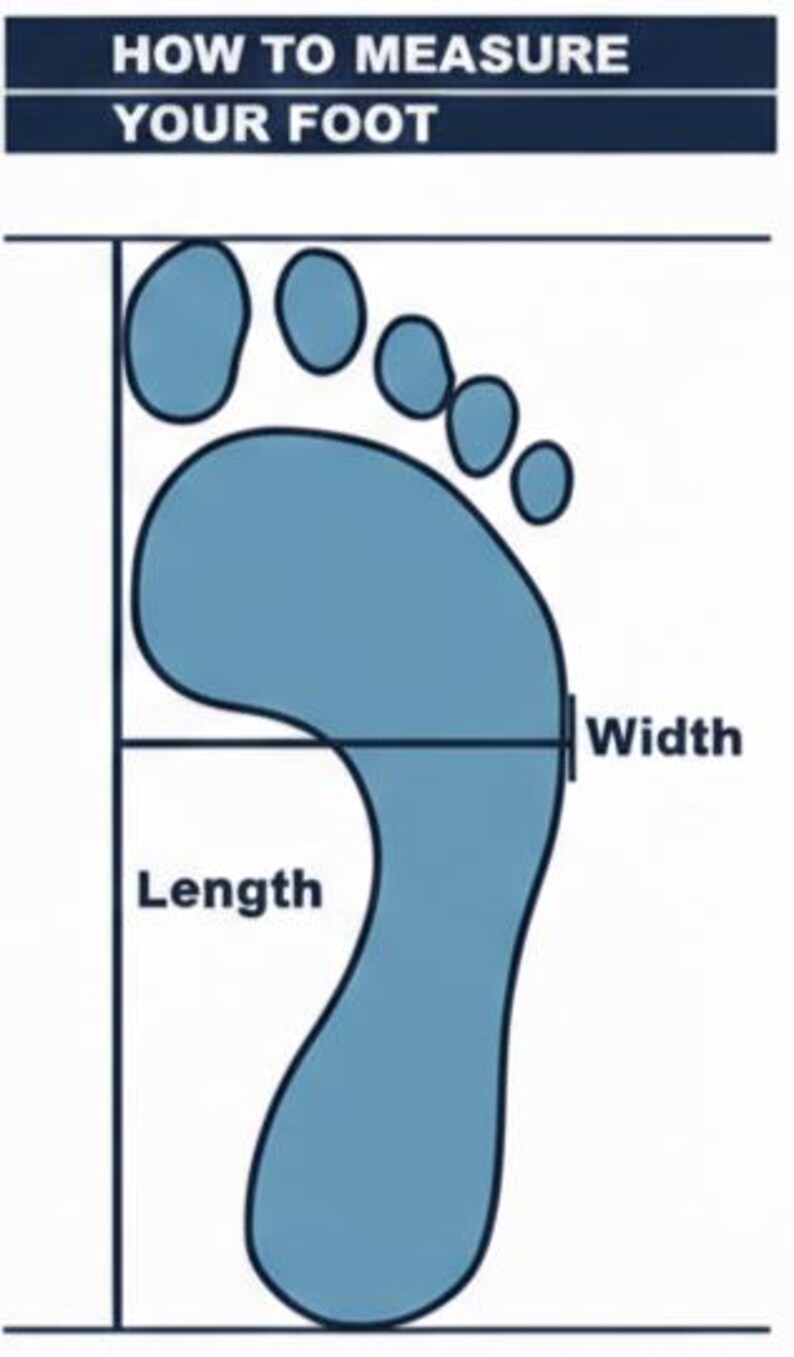 Men’s shoe size chart showing foot length measurement guide for custom handmade leather monkstrap shoes