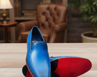 Blue Loafers – Handmade Leather Dress Shoes